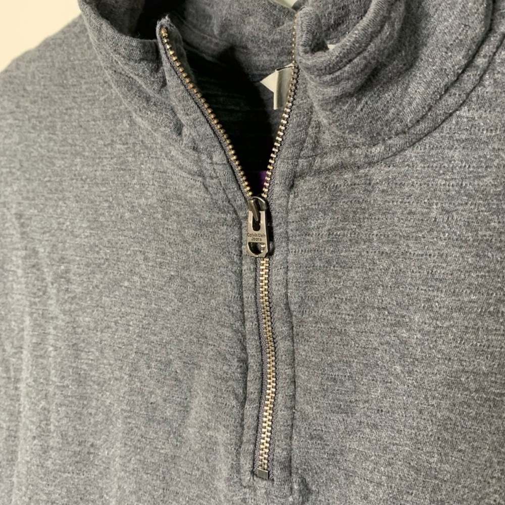 Calvin Klein Men’s Quarter-Zip Pullover Sweater Gray 100% Cotton Size LG - Picture 14 of 15